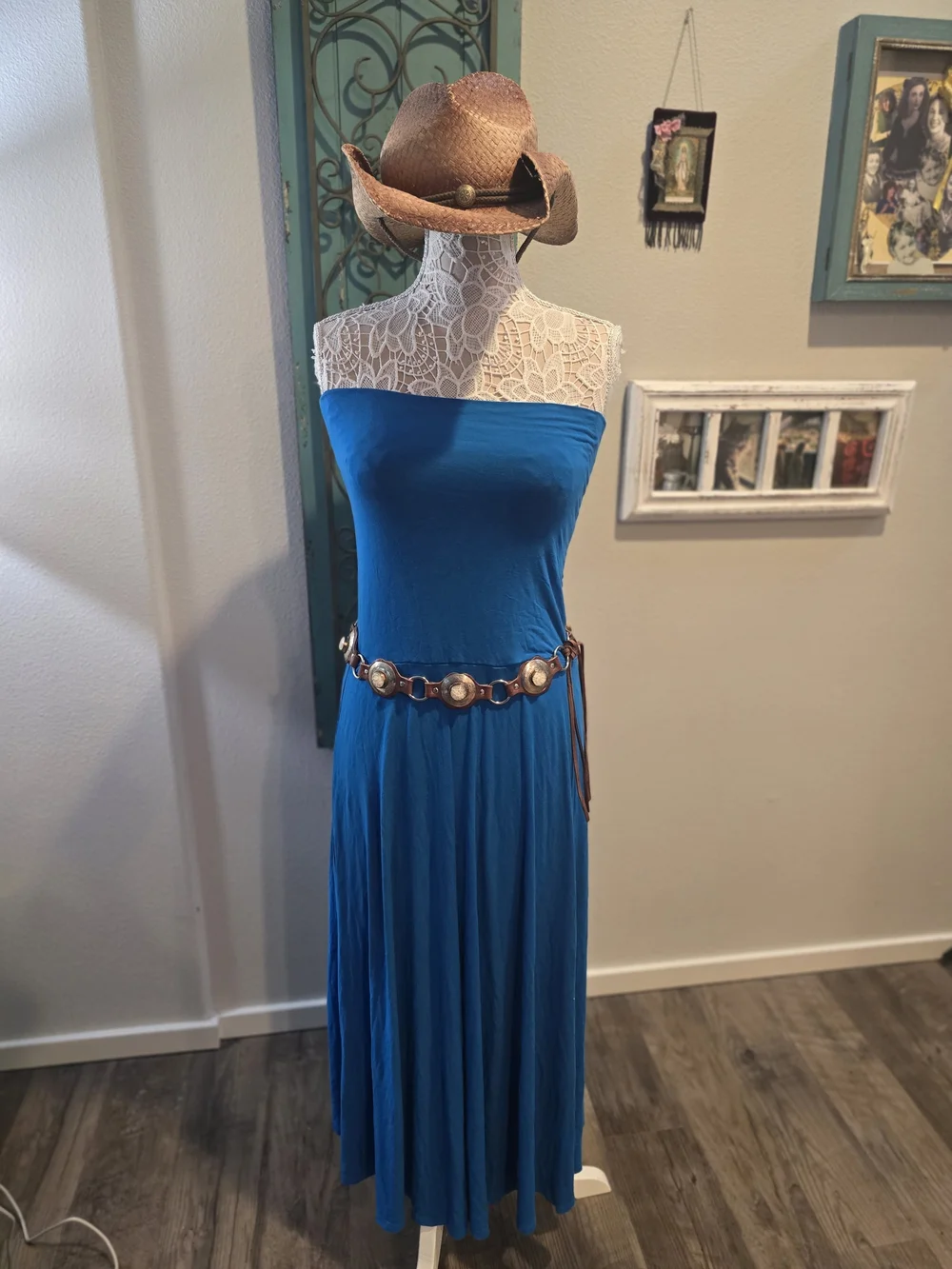 Free People Blue Fold Over Maxi Skirt, Also Acts As Dress.